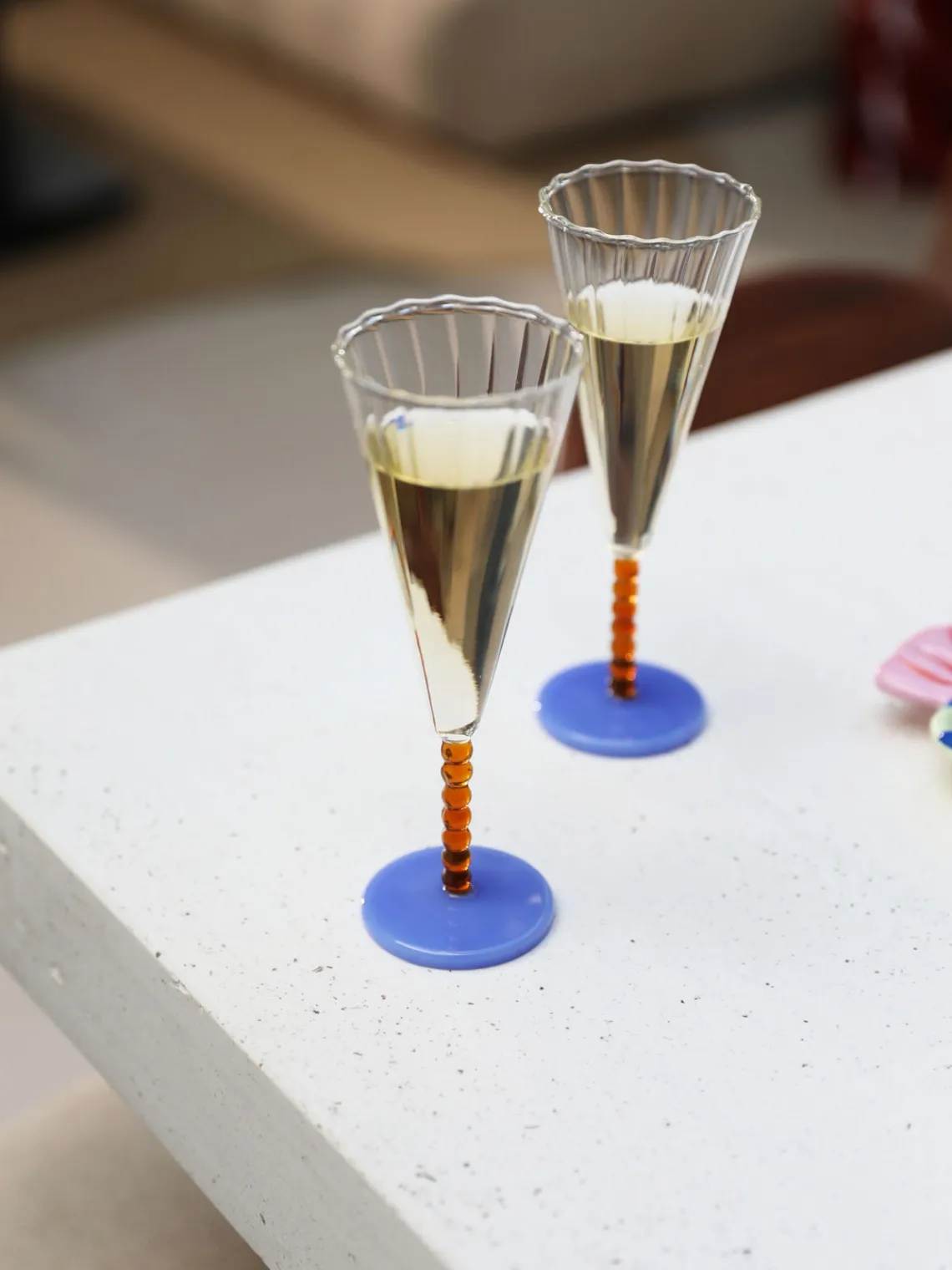 Fashion &k Amsterdam Flûtes à champagne artisanales Perle, 2 pièces