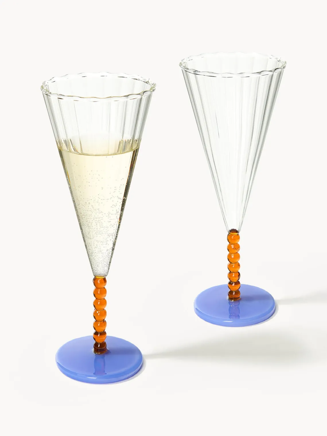 Fashion &k Amsterdam Flûtes à champagne artisanales Perle, 2 pièces