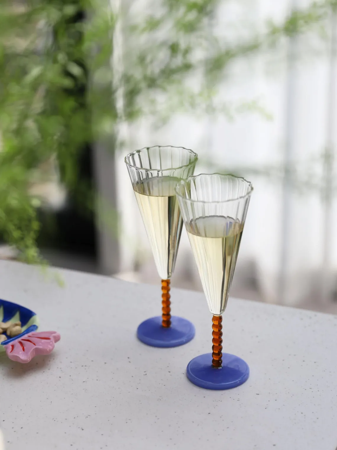 Fashion &k Amsterdam Flûtes à champagne artisanales Perle, 2 pièces
