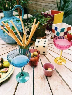 New Anna + Nina Flûtes à champagne Jazzy, 2 pièces Bleu, vert turquoise, transparent