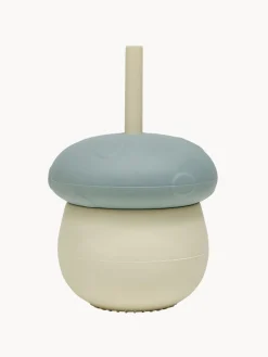 Fashion Oyoy Living Design Gobelet avec paille pour enfants Mushroom Beige clair, gris-bleu