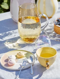 New Broste Copenhagen Grand pichet soufflé bouche Martelé, 2 L Jaune soleil, transparent