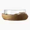 Fashion LEONARDO Grande coupe décorative faite main avec support en teck Terra Ø 28 cm
