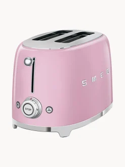 Sale Smeg Grille-pain 2 tranches 50's Style Rose, haute brillance