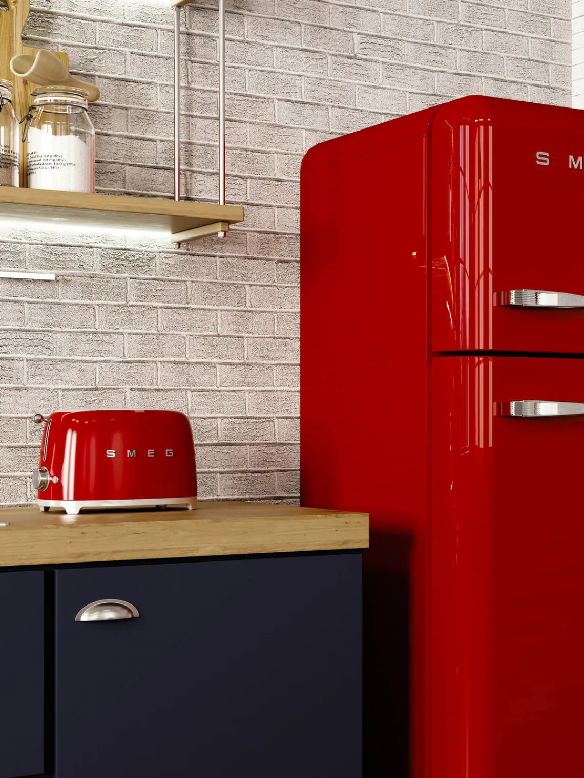 Sale Smeg Grille-pain 2 tranches 50's Style Rouge, haute brillance