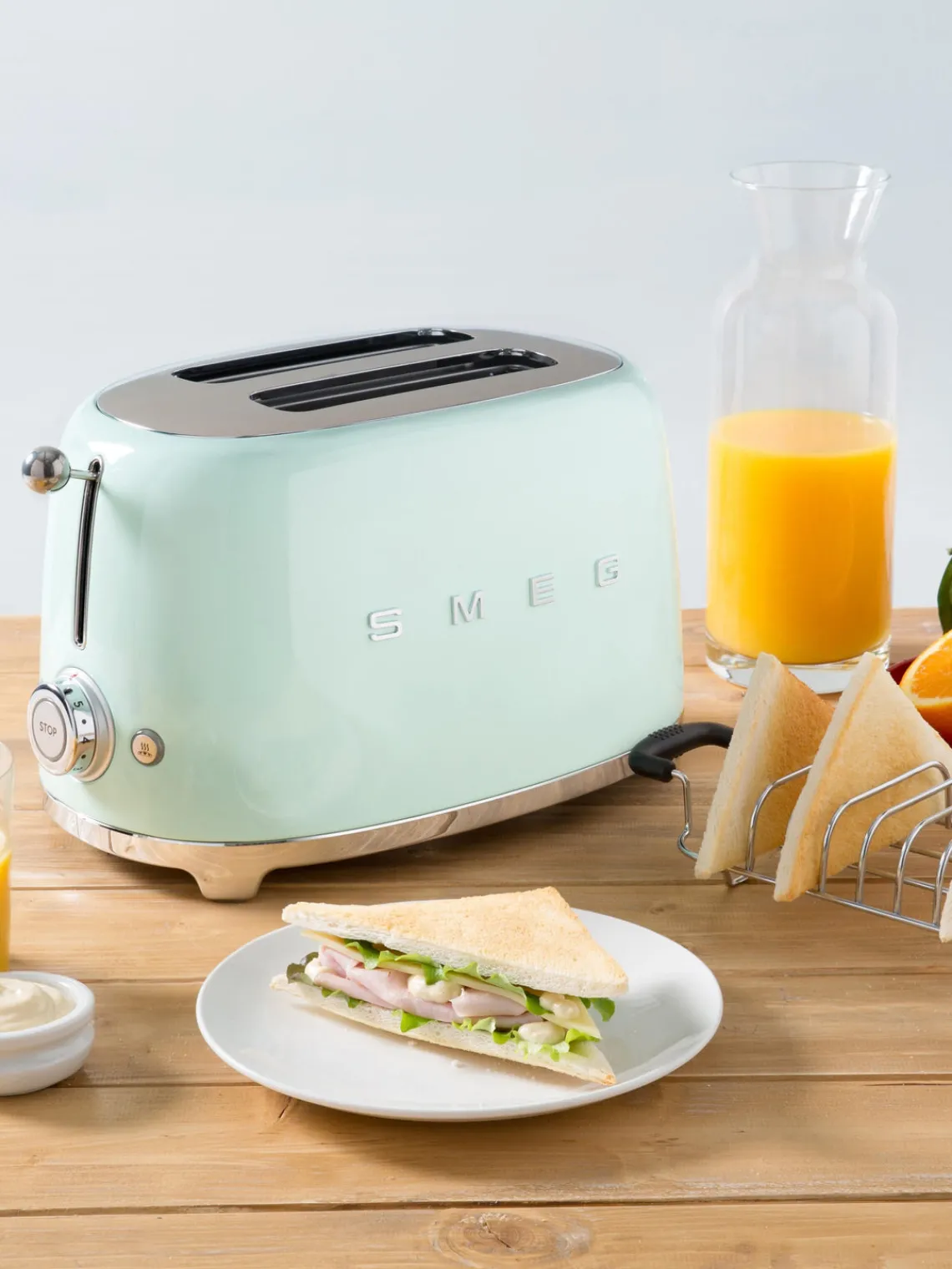 Fashion Smeg Grille-pain 2 tranches 50's Style Vert pastel, haute brillance