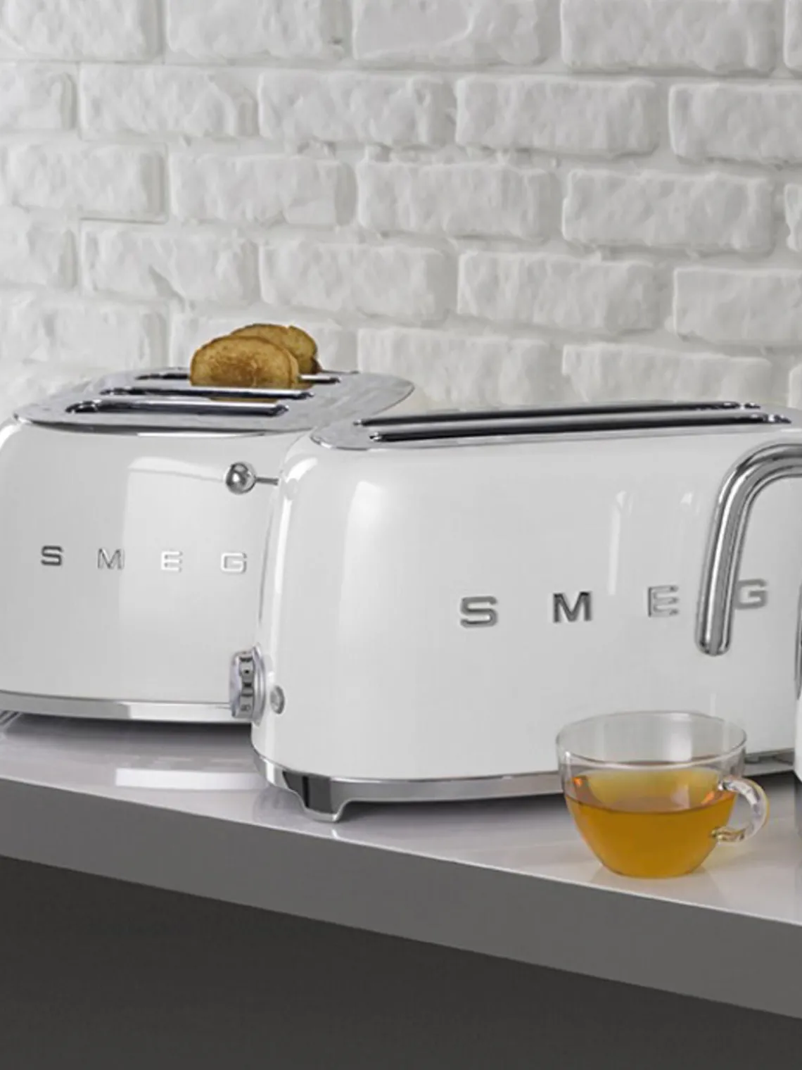 Best Smeg Grille-pain 4 tranches 50's Style Blanc, haute brillance