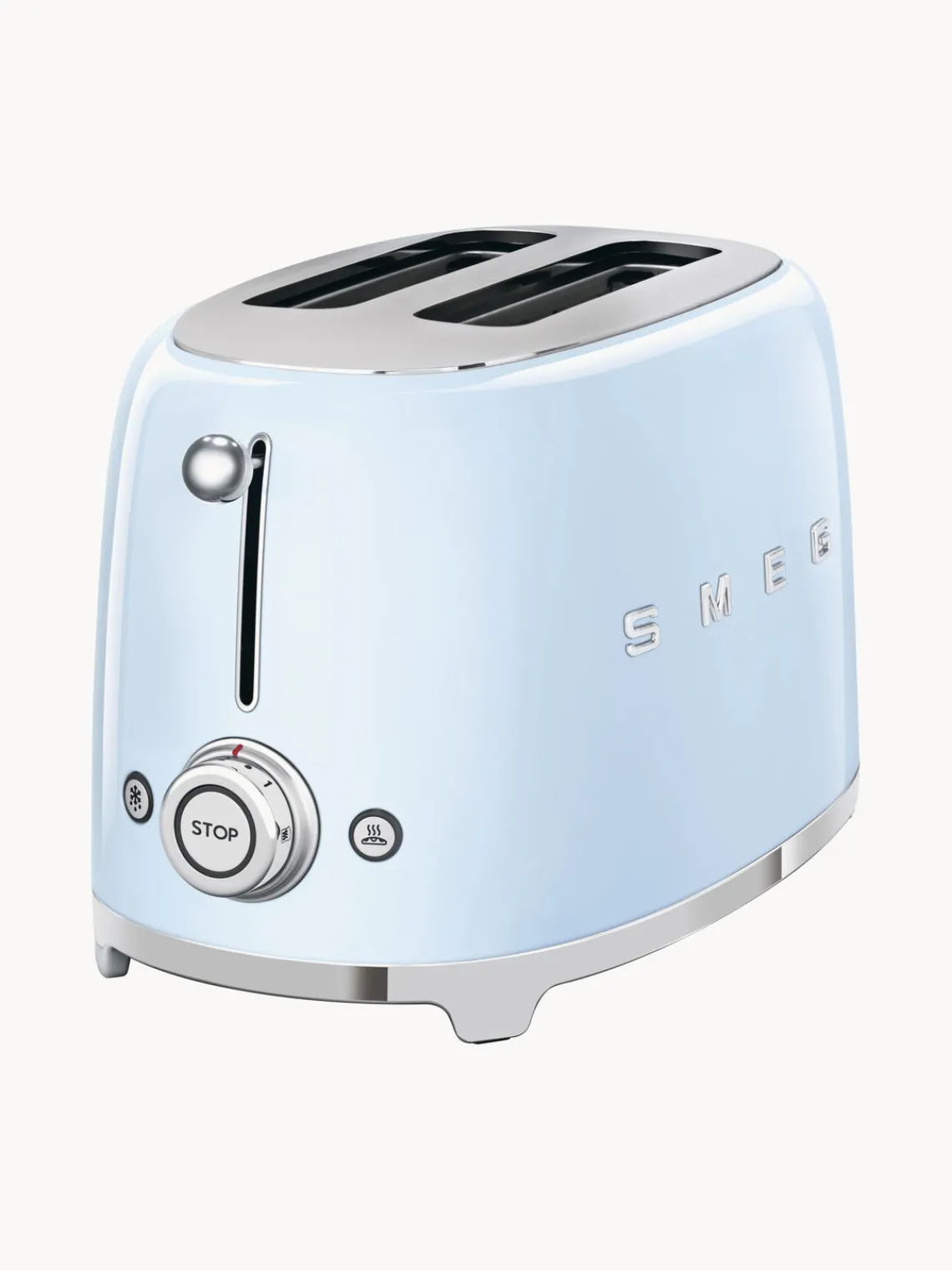 New Smeg Grille-pain 2 tranches 50's Style Bleu ciel, haute brillance