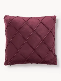 Hot Magma Housse de coussin 40x40 en velours à relief Nobless Lie de vin