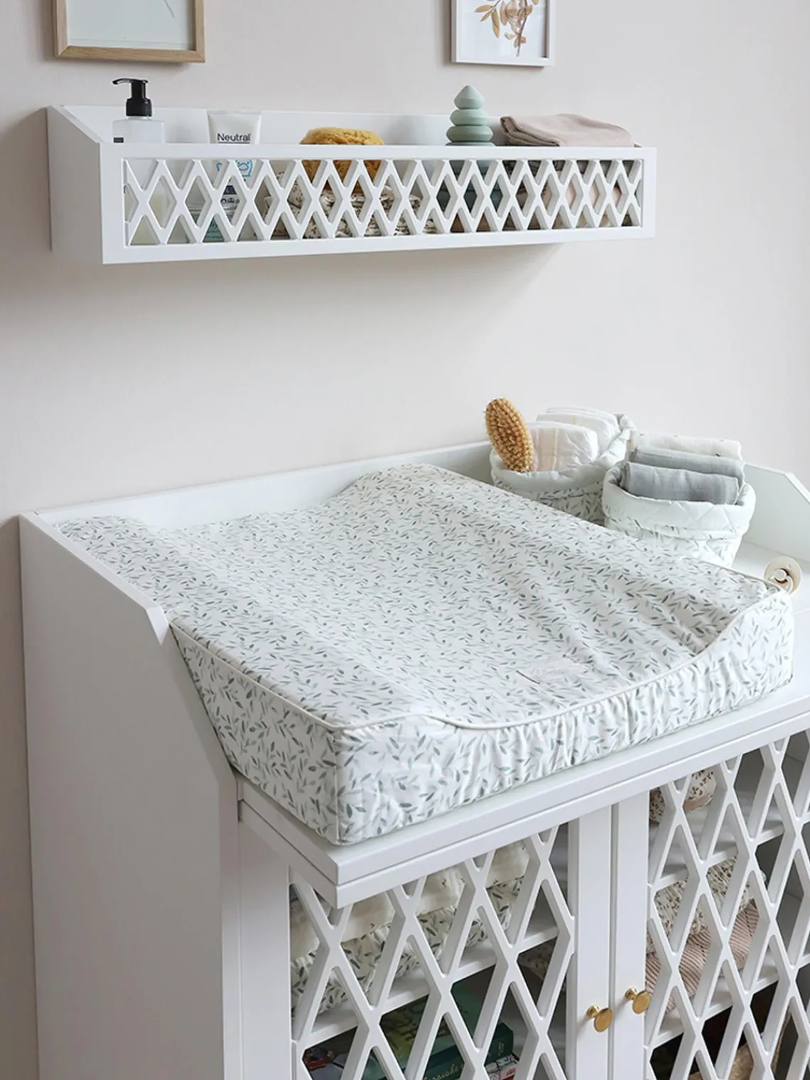 Clearance Cam Cam Copenhagen Housse de matelas à langer en coton bio Green Leaves