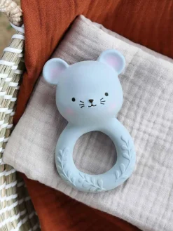 New A Little Lovely Company Jouet de dentition en caoutchouc naturel Mouse Gris clair