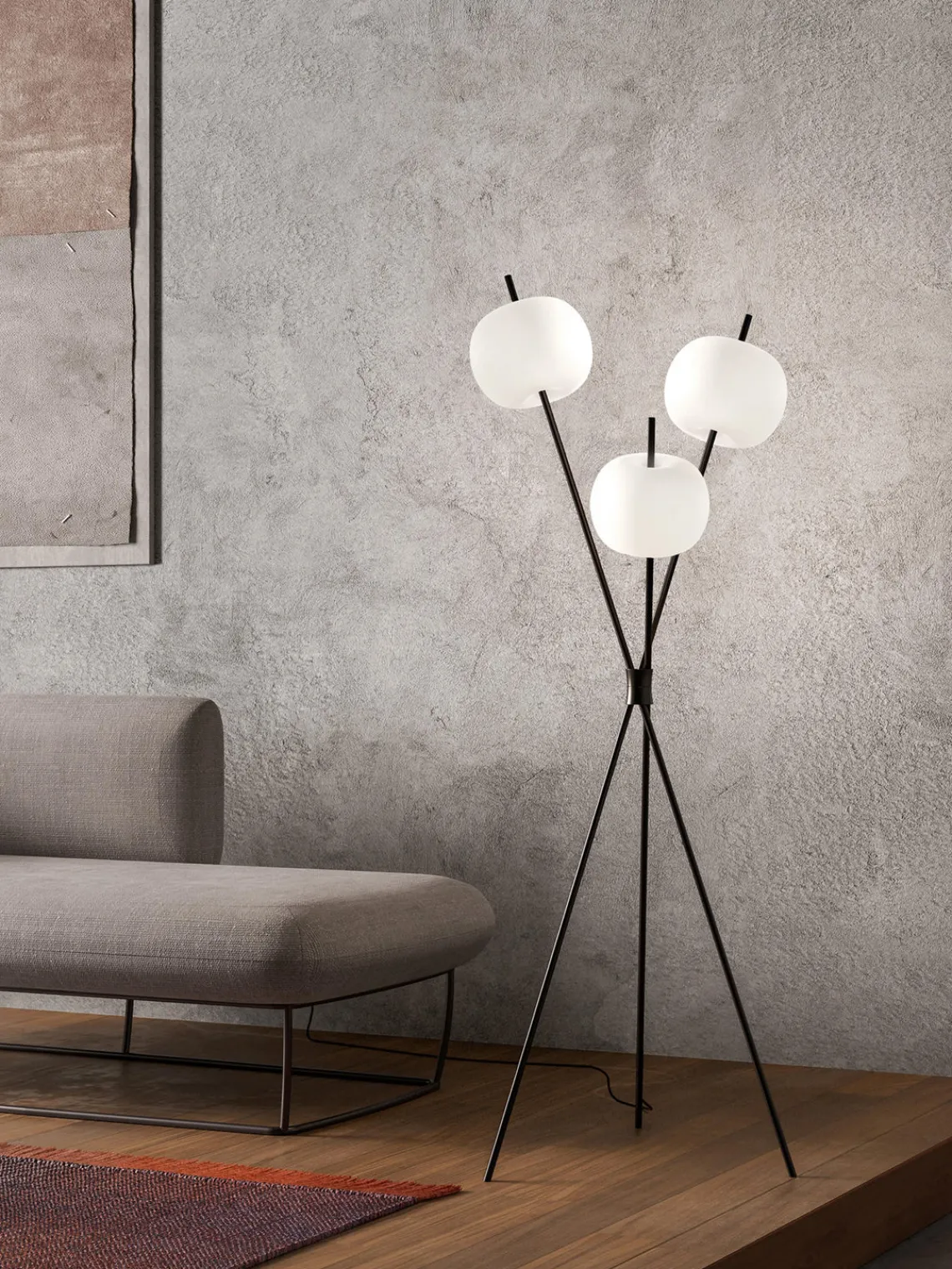 Discount kdln Lampadaire LED soufflé bouche Kushi, intensité lumineuse variable Noir