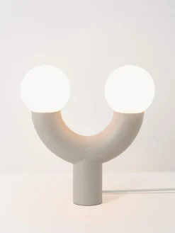 Online Houseof Lampe à poser design Tube Blanc, beige