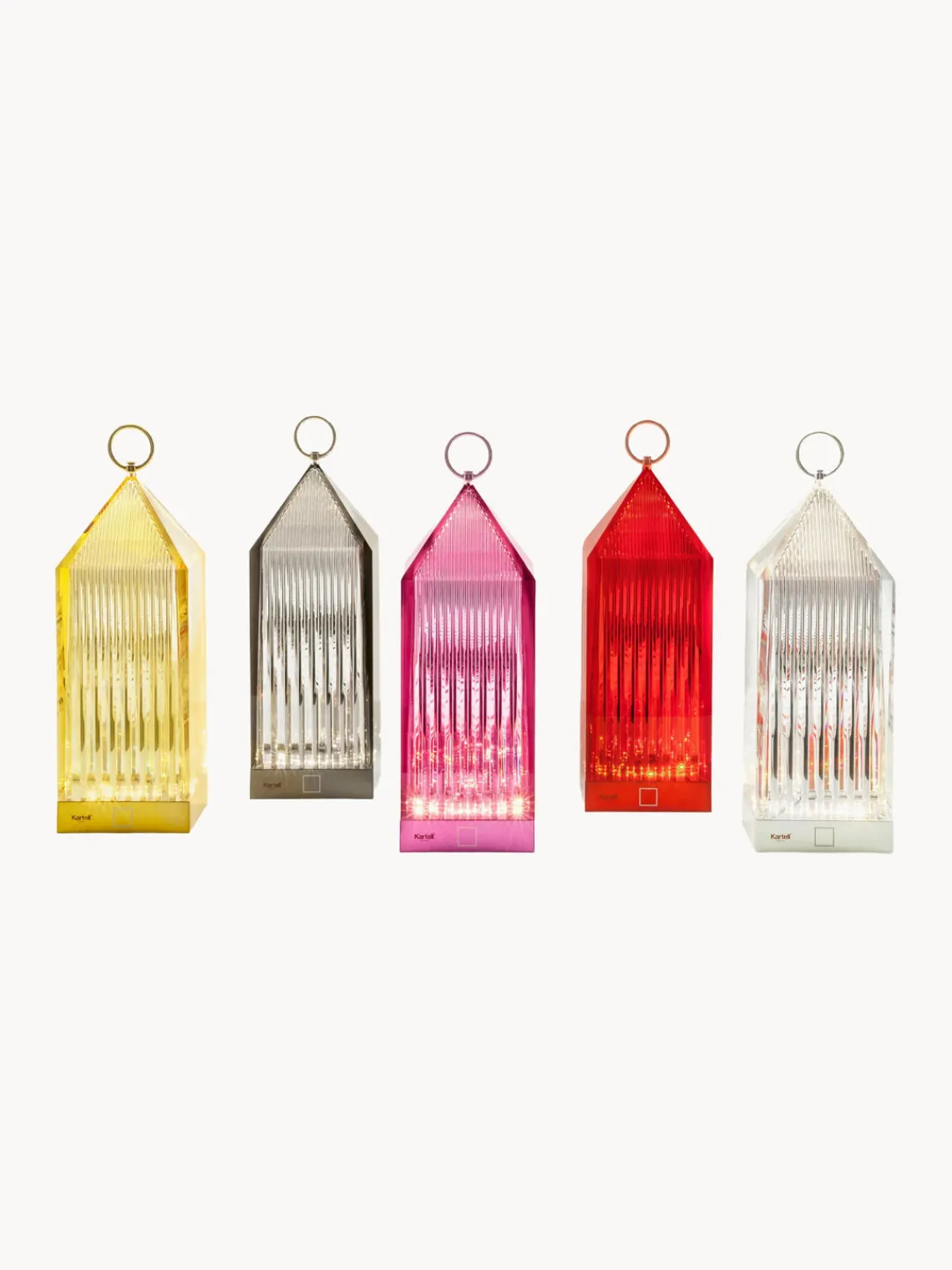Outlet Kartell Lampe à poser LED mobile avec station de recharge et intensité variable Lantern Rose