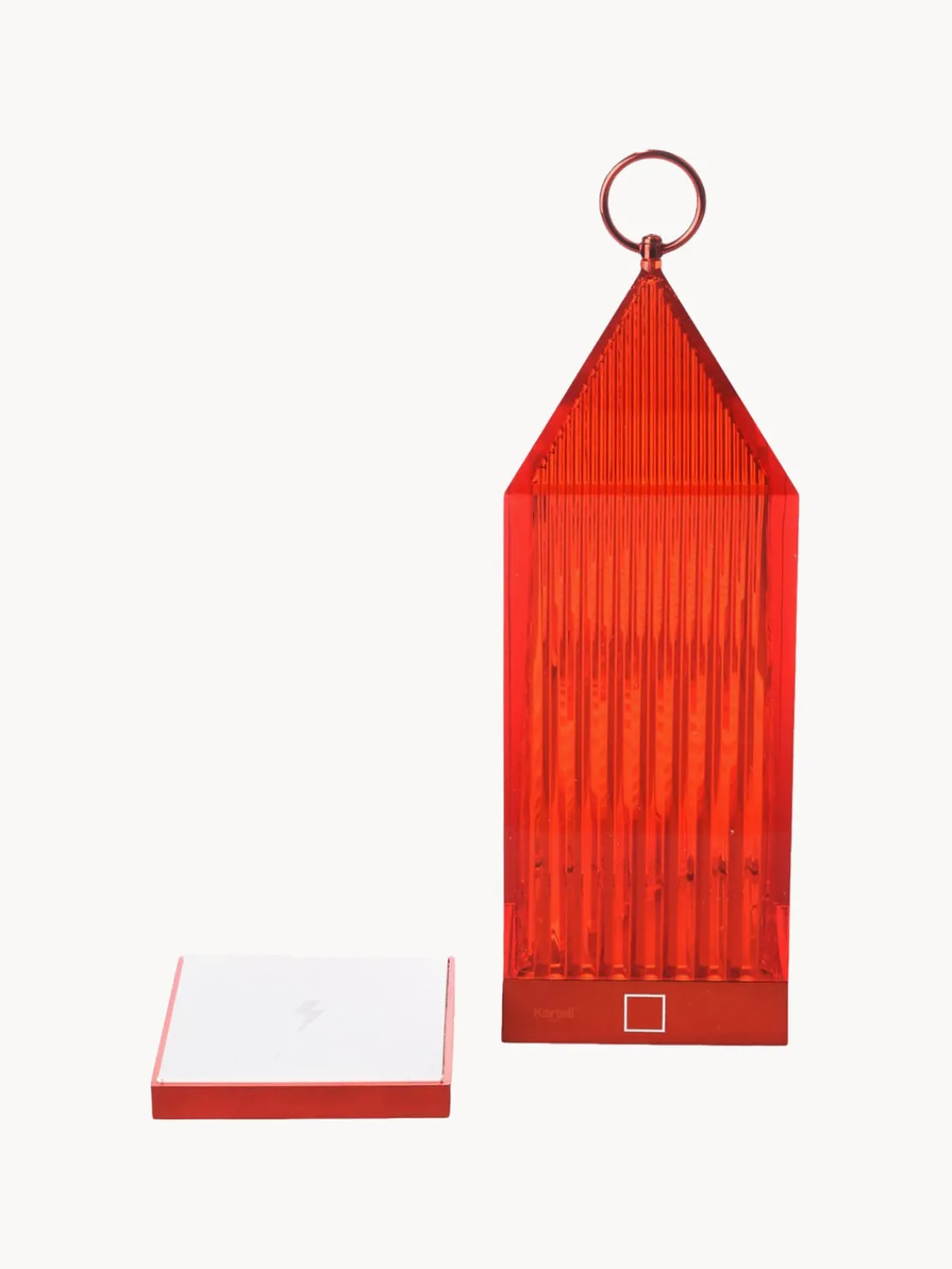 Outlet Kartell Lampe à poser LED mobile avec station de recharge et intensité variable Lantern Rouge
