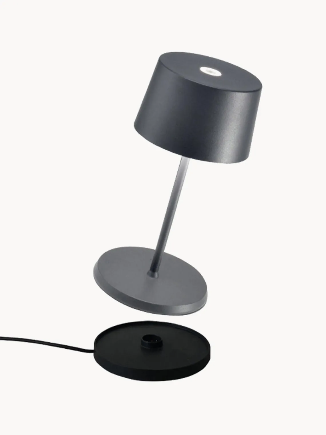 New zafferano Lampe à poser LED mobile Olivia Pro, intensité lumineuse variable Gris foncé