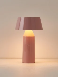 Hot Marset Lampe à poser LED mobile orientable Bicoca, intensité lumineuse variable Rose pâle haute brillance, blanc cassé