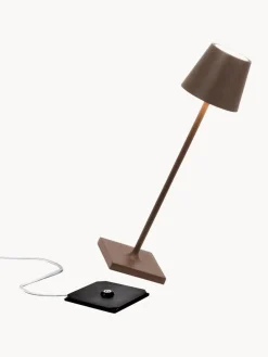 Online zafferano Lampe à poser LED mobile Poldina, intensité lumineuse variable Brun foncé, mat