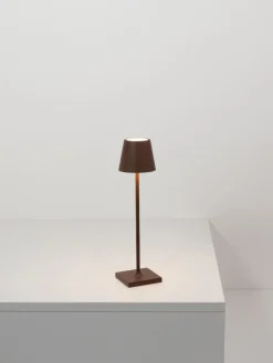 Online zafferano Lampe à poser LED mobile Poldina, intensité lumineuse variable Brun foncé, mat
