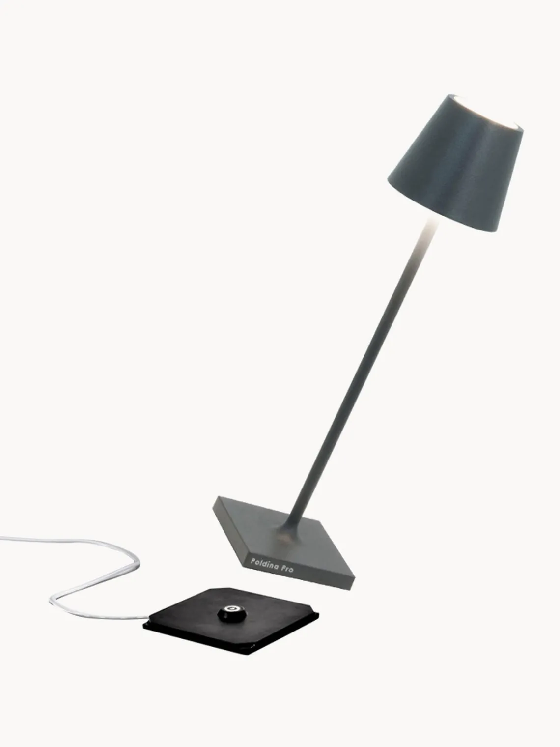 Online zafferano Lampe à poser LED mobile Poldina, intensité lumineuse variable Anthracite, mat