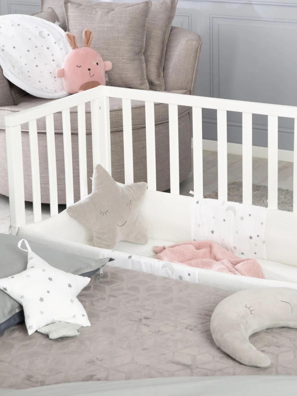 Discount Roba Kids Lit d'appoint pour bébé réglable en hauteur Magie des étoiles, 45 x 90 cm Blanc