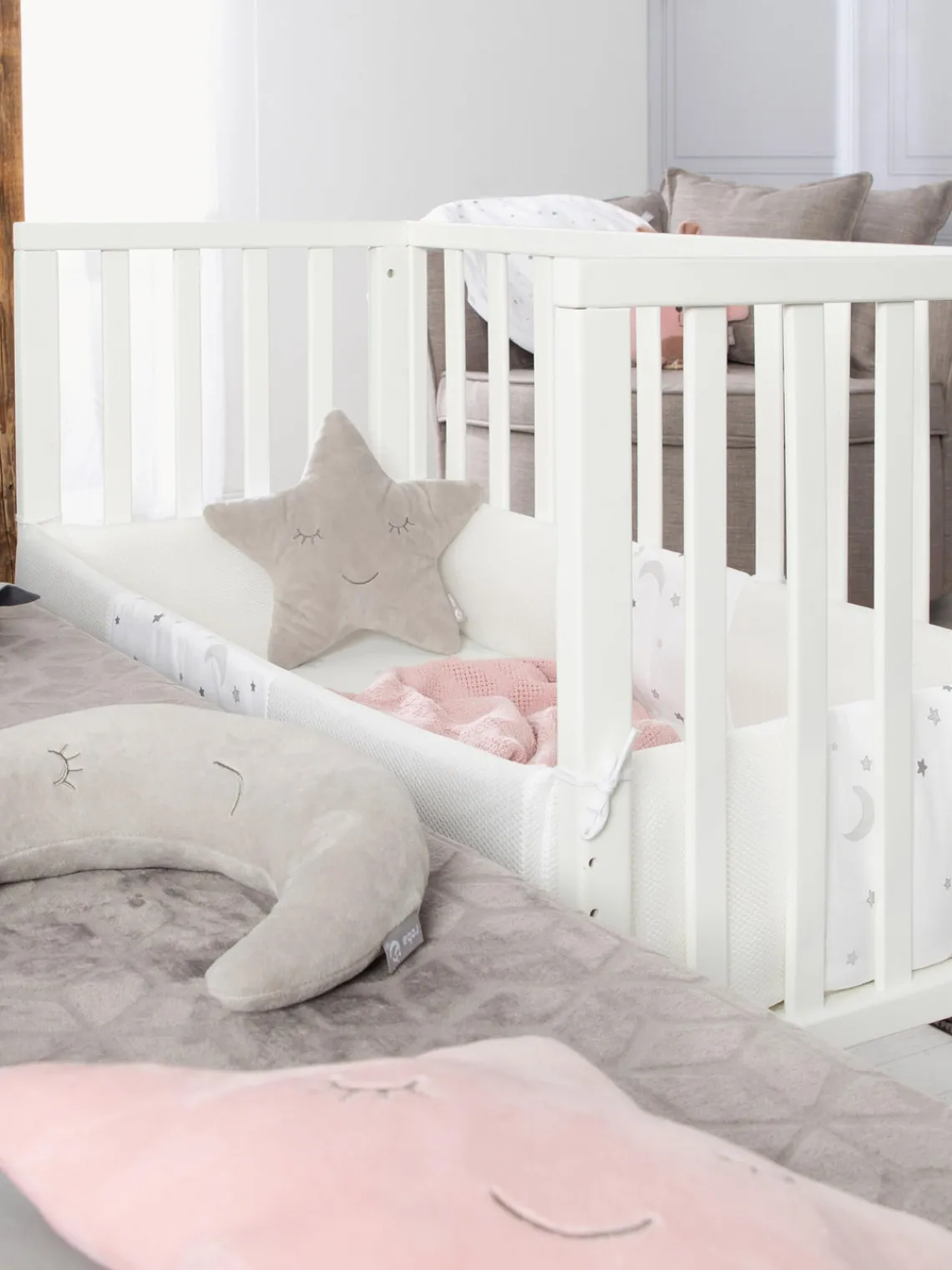 Discount Roba Kids Lit d'appoint pour bébé réglable en hauteur Magie des étoiles, 45 x 90 cm Blanc