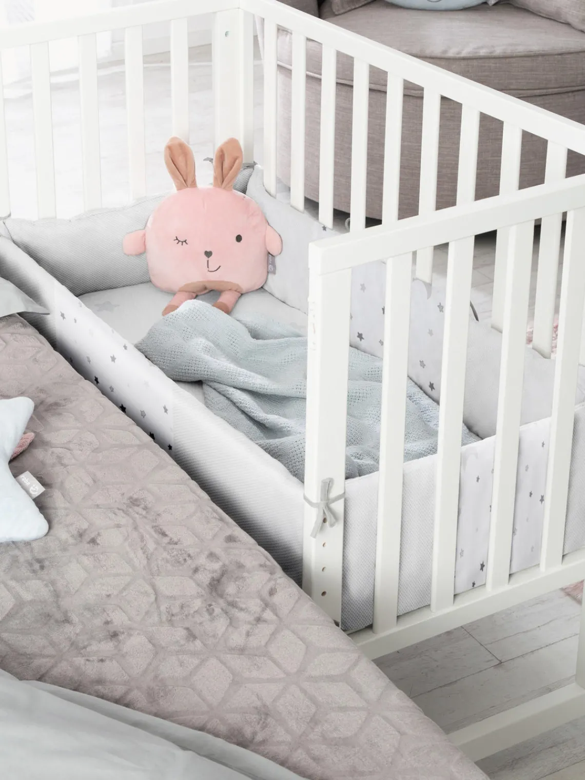 Hot Roba Kids Lit d'appoint pour bébé réglable en hauteur Magie des étoiles avec roulettes, 45 x 90 cm