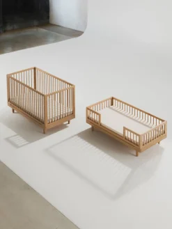 New Nobodinoz Lit en chêne à hauteur réglable pour bébé Pure, 70 x 140 cm