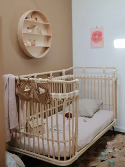 Clearance Bermbach Lit pour bébé artisanal en rotin Paul