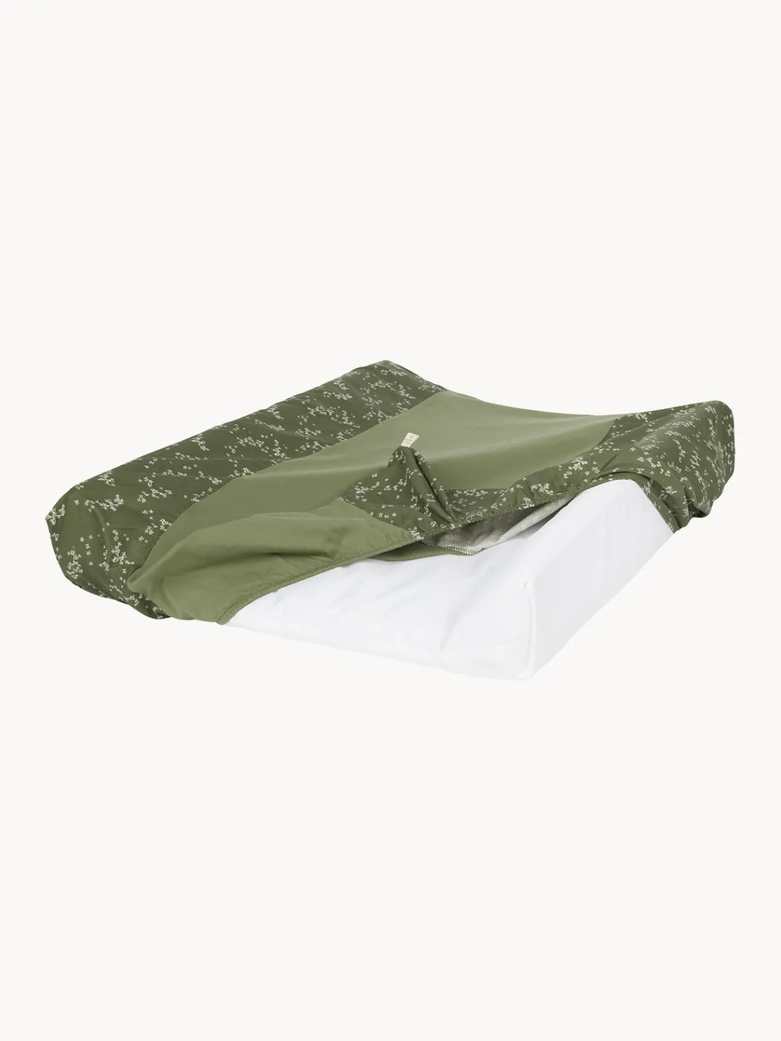 Fashion Nobodinoz Matelas à langer en coton bio Zen Vert foncé, blanc cassé
