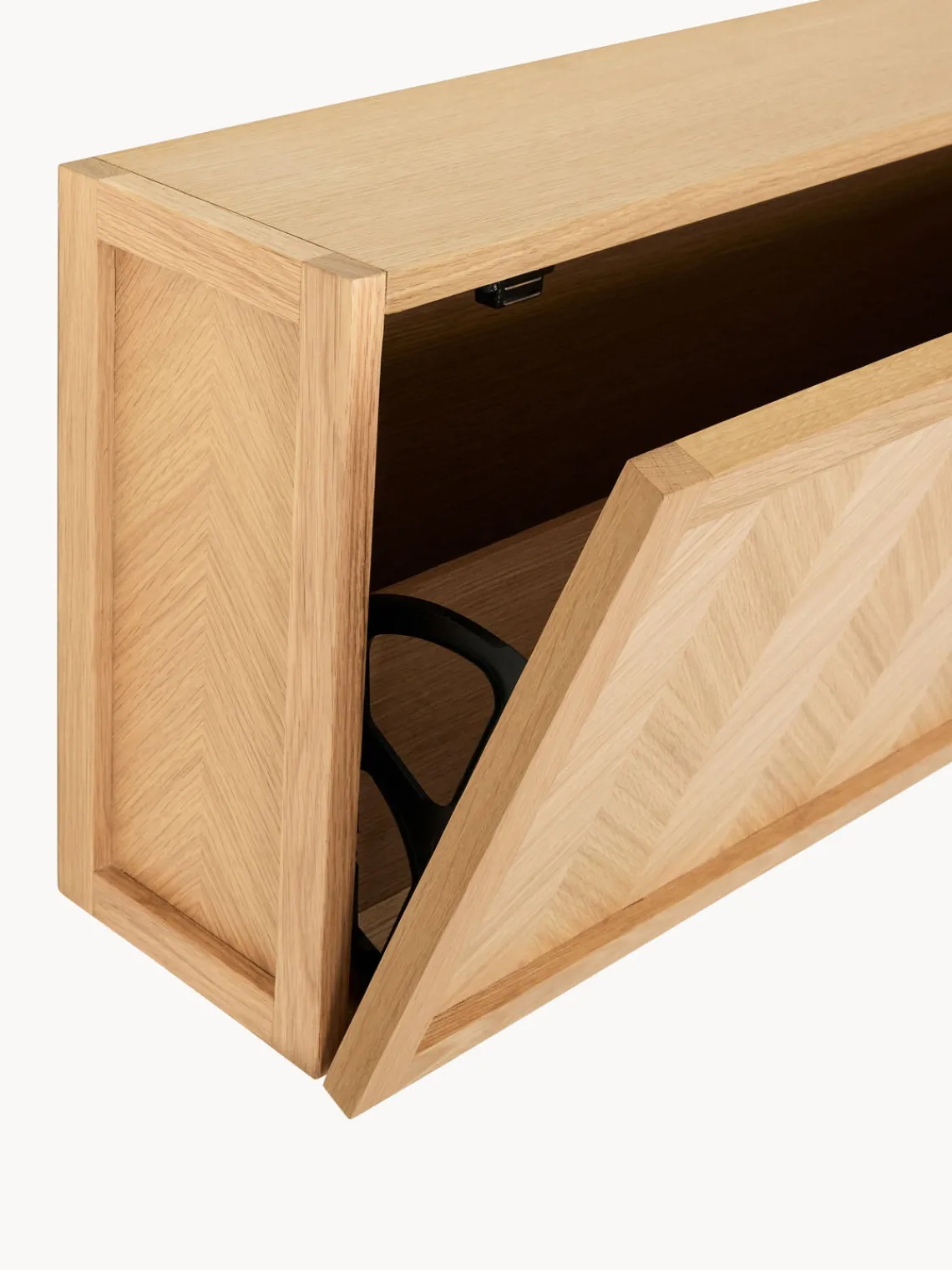 Discount Hübsch Meuble à chaussures en bois avec motif à chevrons Herringbone