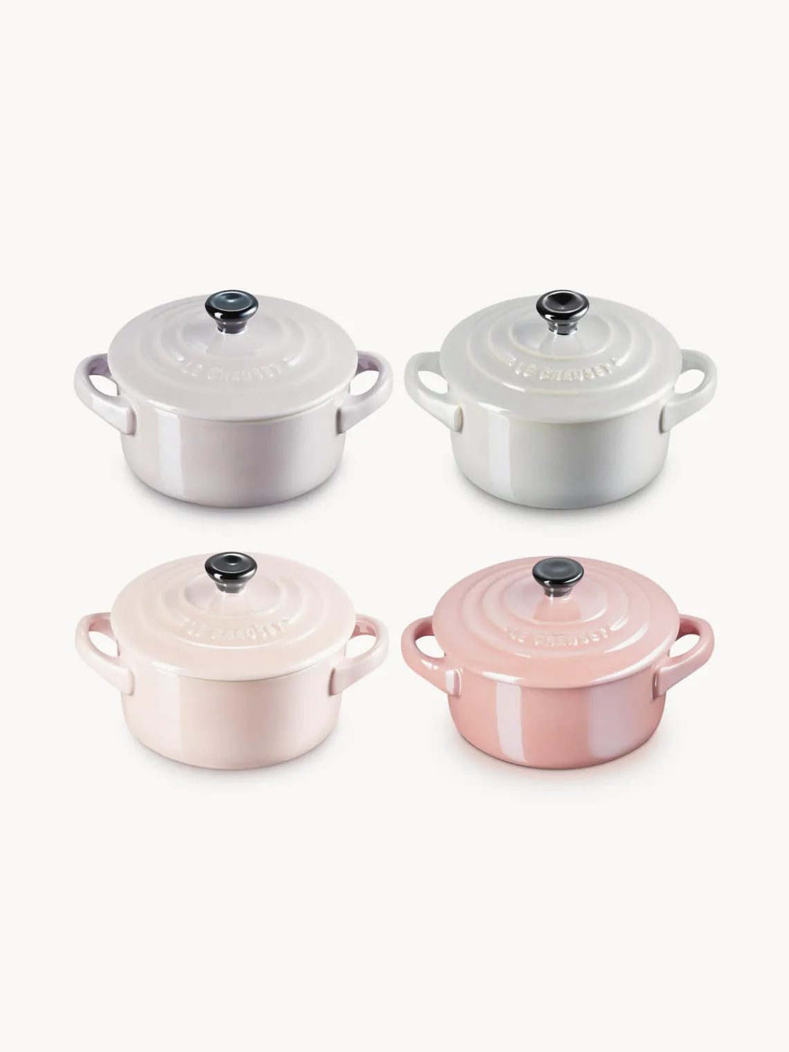 Sale LE CREUSET Mini-cocottes Cocotte Mini, 4 élém. Tons roses et gris, noir