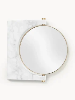 Outlet Audo Copenhagen Miroir de maquillage mural rond en marbre Pepe Gris clair marbré, laiton