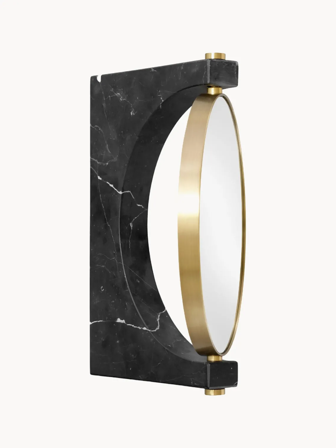 Best Audo Copenhagen Miroir de maquillage mural rond en marbre Pepe Noir marbré, laiton
