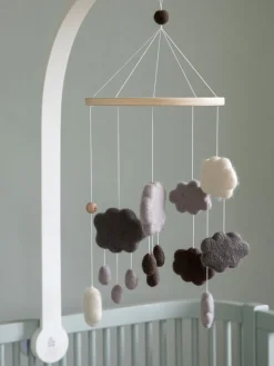 Discount Sebra Mobile pour bébé artisanal Clouds Tons gris et bruns