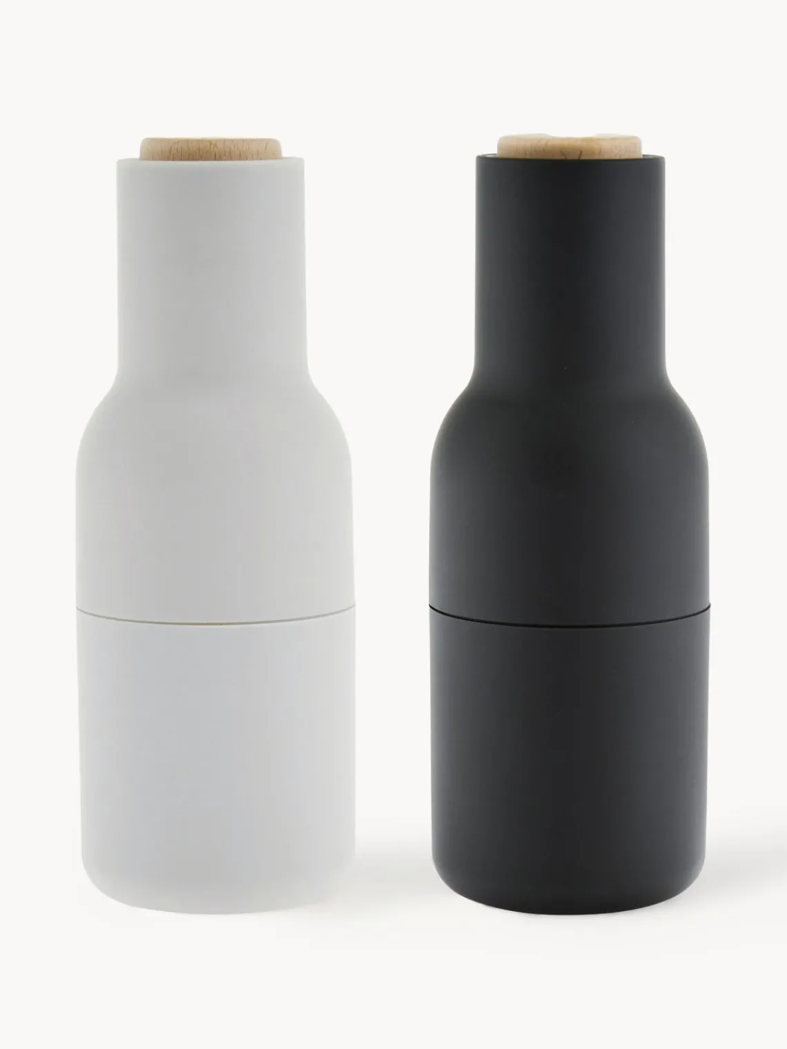 Hot Audo Copenhagen Moulin à sel et à poivre design avec couvercle en hêtre Bottle Grinder, 2 élém. Anthracite, blanc, bois de hêtre