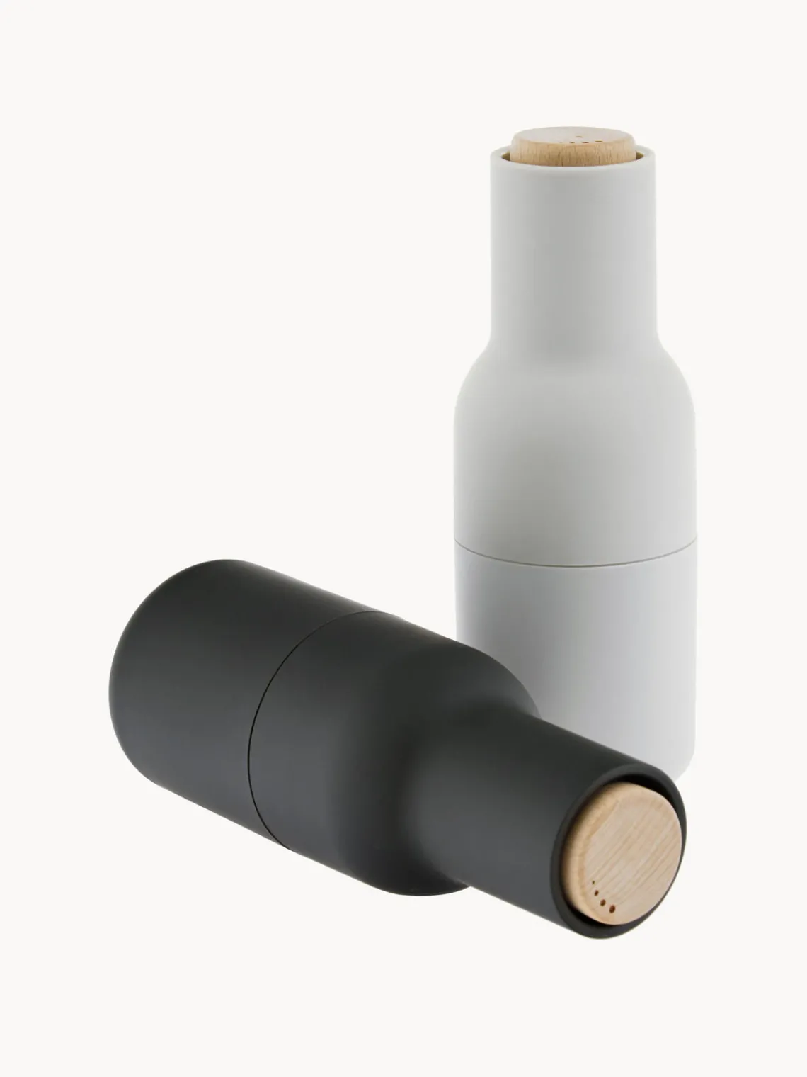 Hot Audo Copenhagen Moulin à sel et à poivre design avec couvercle en hêtre Bottle Grinder, 2 élém. Anthracite, blanc, bois de hêtre