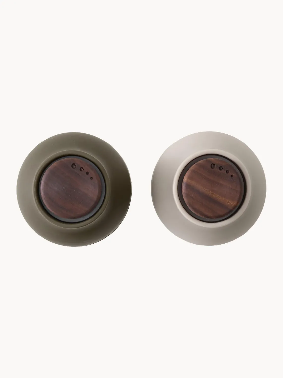 Hot Audo Copenhagen Moulins à sel et à poivre design avec couvercle en noyer Bottle Grinder, 2 élém. Vert olive, beige clair, bois de noyer