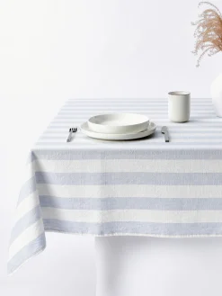 Sale Oyoy Living Design Nappe à rayures Strip Blanc, bleu ciel