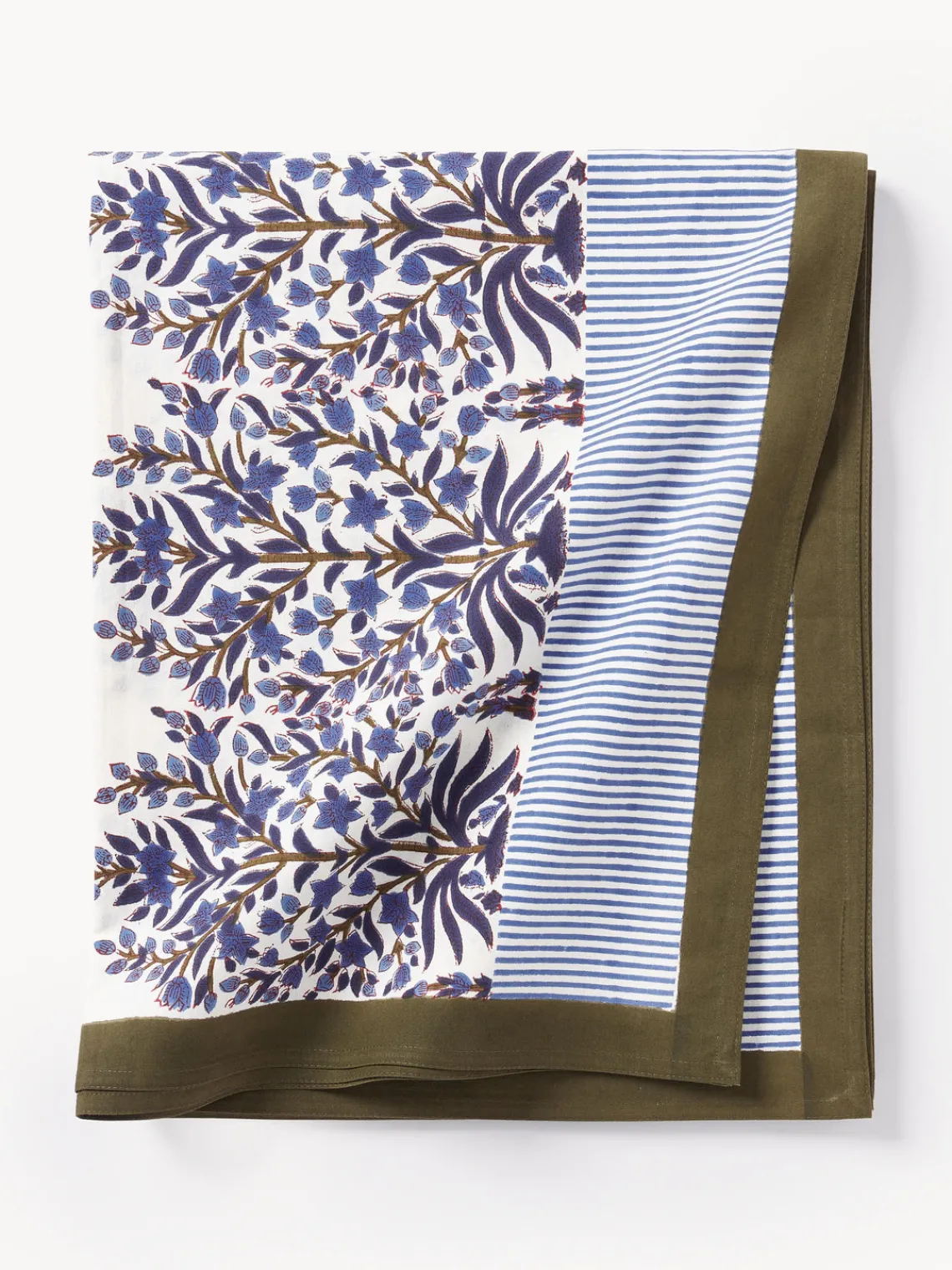 Hot Bungalow Nappe avec motif à fleurs Jasmine Bleu foncé, blanc cassé, brun