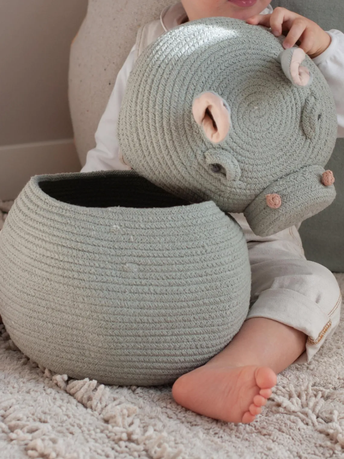 Online Lorena Canals Panier de rangement artisanal avec couvercle Henry the Hippo