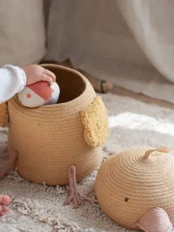 Online Lorena Canals Panier de rangement artisanal avec couvercle Charlie the Chicken Ocre, pêche