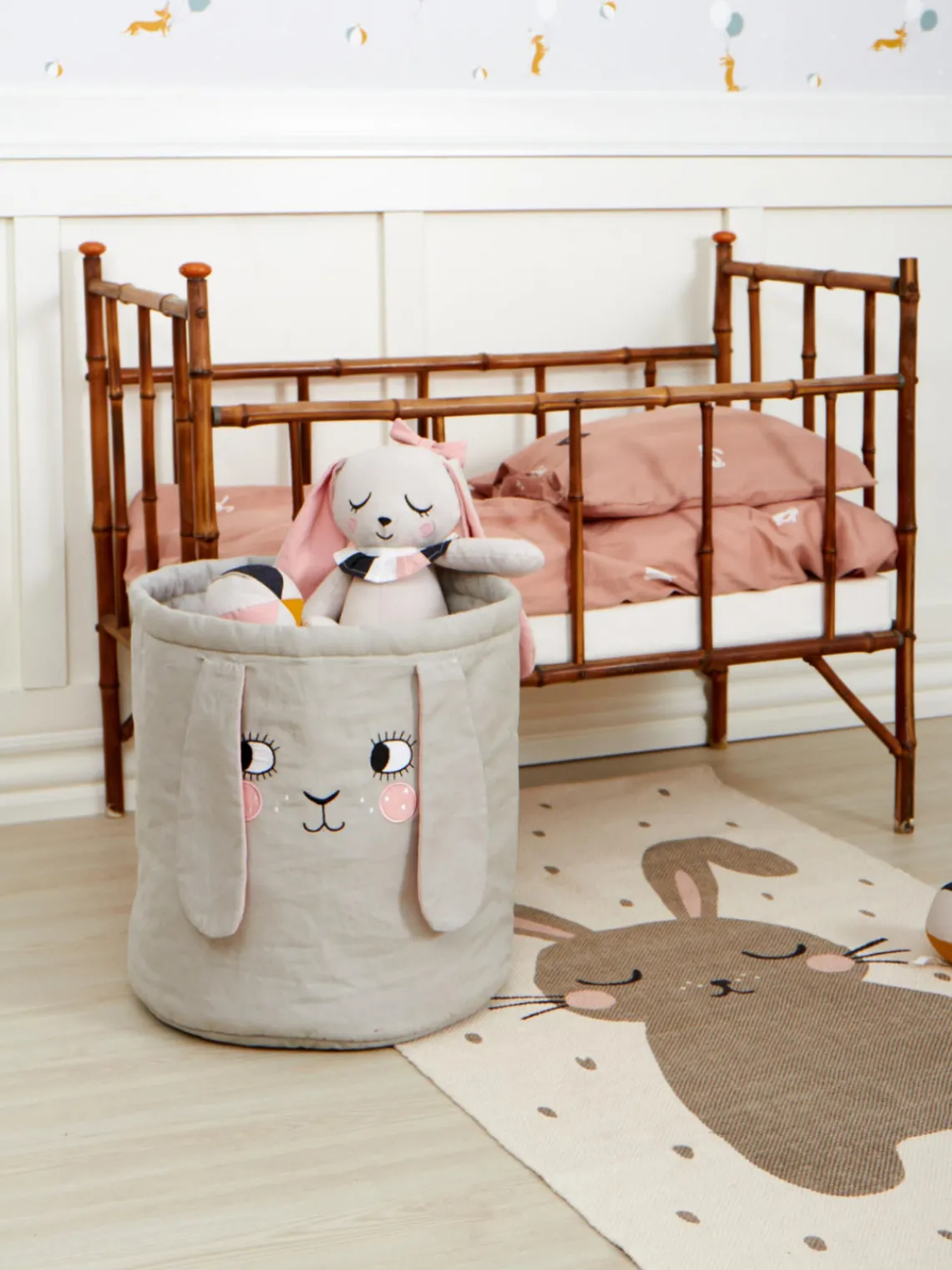 Fashion Roommate Panier de rangement chambre d'enfant Bunny Grège