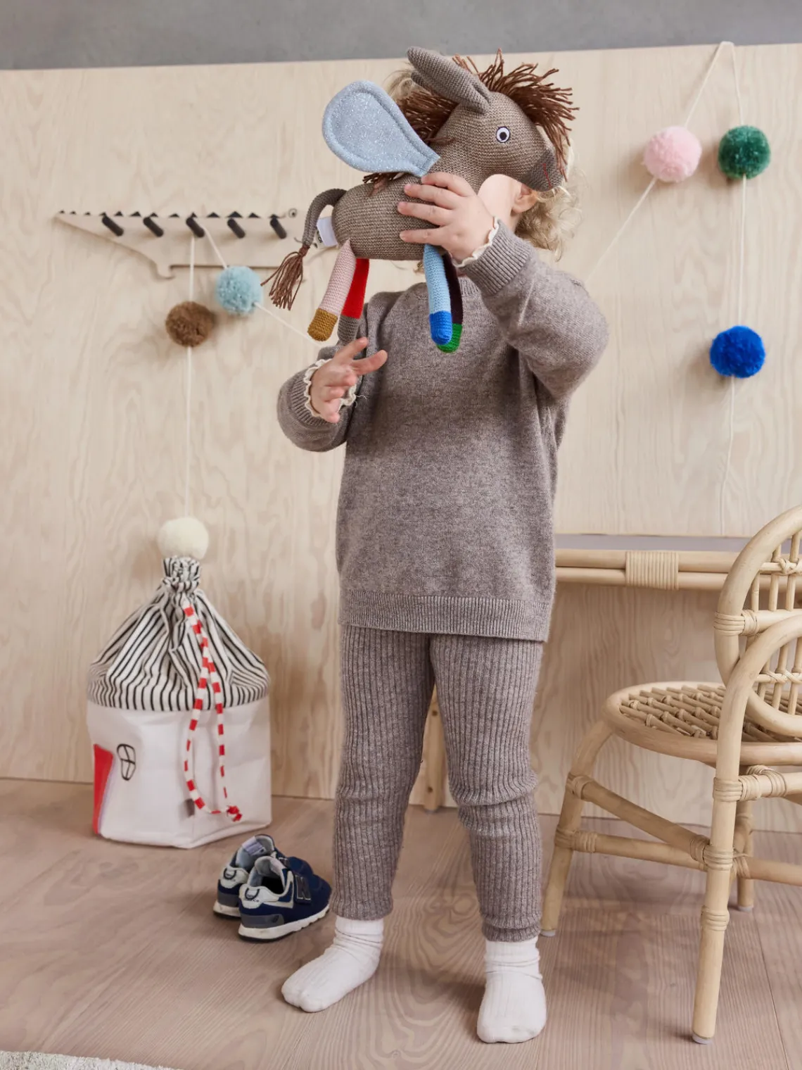 Fashion Oyoy Living Design Panier de rangement Koya Beige clair, anthracite, rouge corail