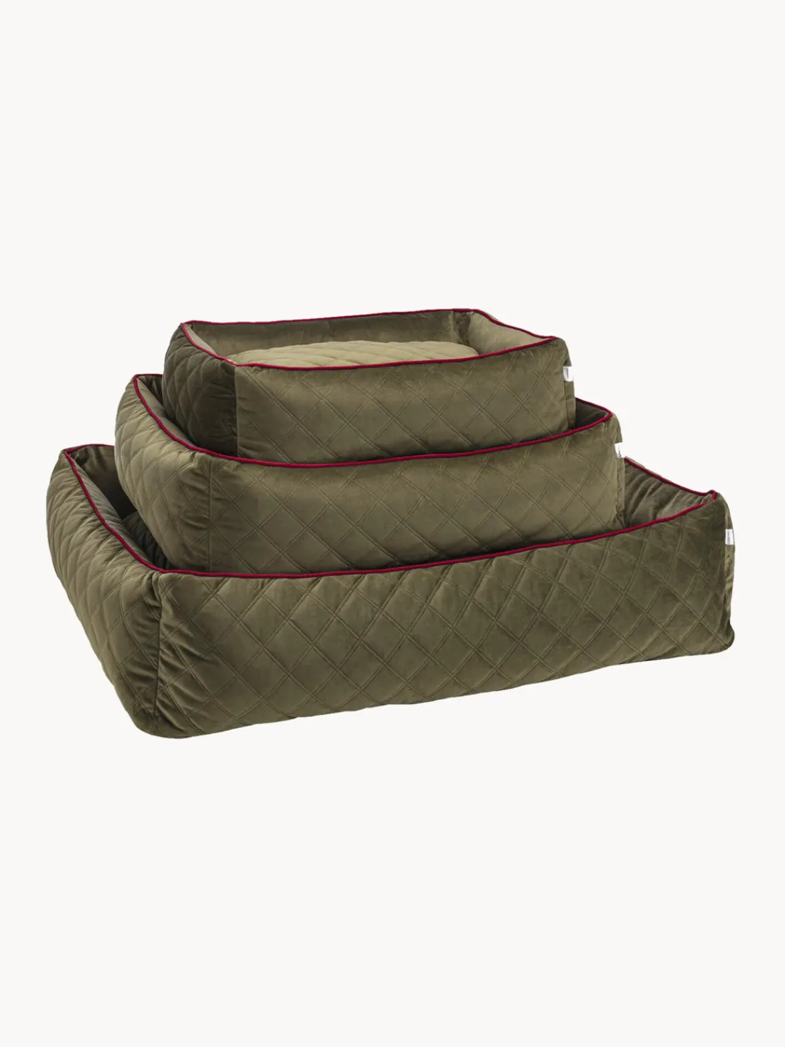 New Laboni Panier en velours pour chien Oxford, tailles variées Vert olive, lie de vin