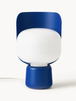 Sale FontanaArte Petite lampe à poser artisanale Blom Blanc, bleu foncé