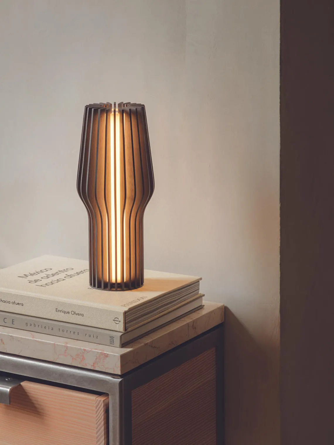 Hot Eva Solo Petite lampe à poser LED mobile Radiant, intensité lumineuse variable Bois de chêne, anthracite laqué