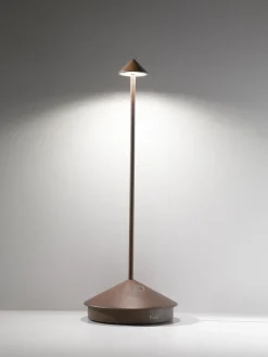 Online zafferano Petite lampe à poser LED mobile Pina, intensité lumineuse variable Brun