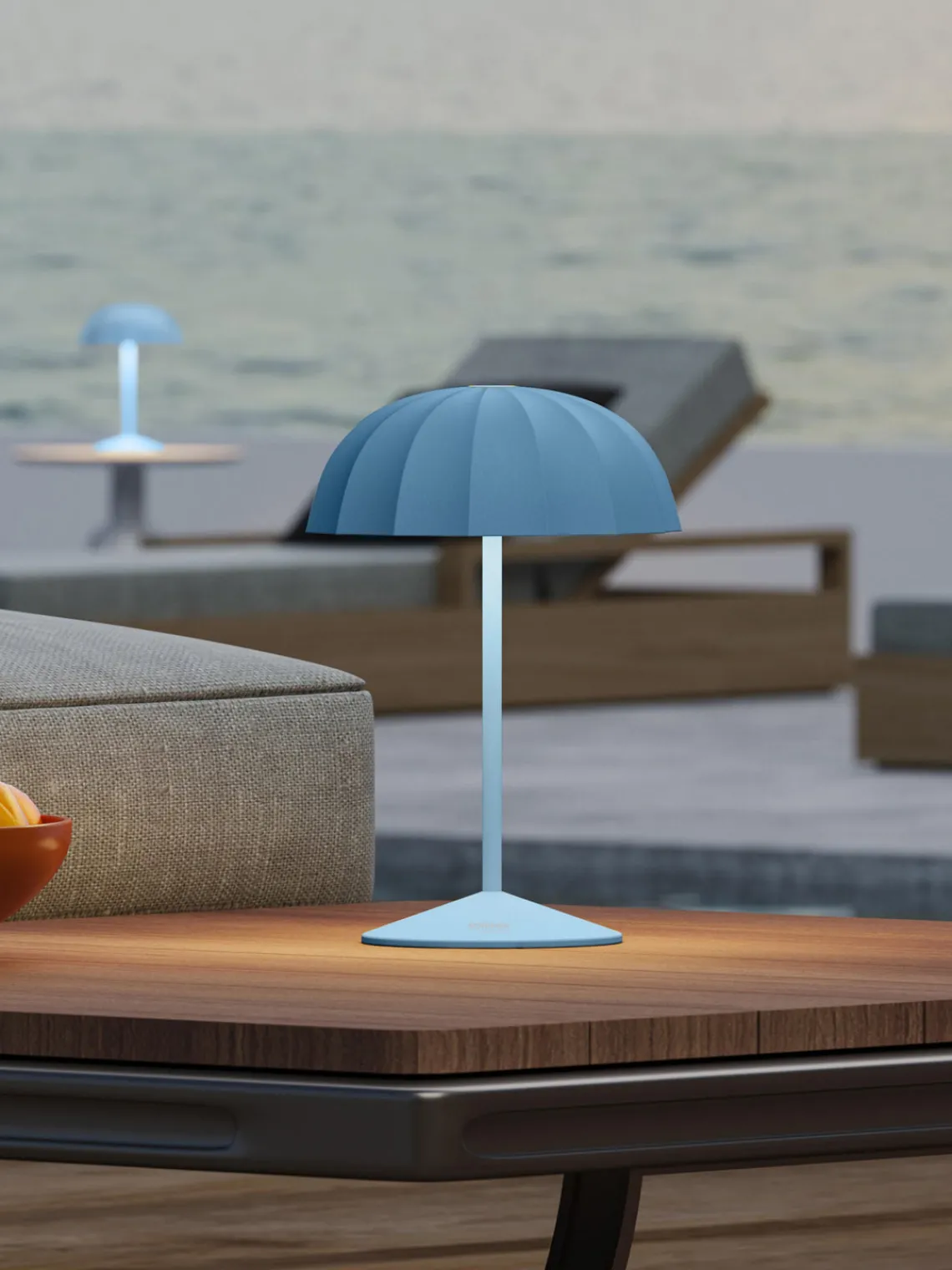 Outlet sompex Petite lampe d'extérieur LED mobile à intensité variable Ombrellino Gris-bleu