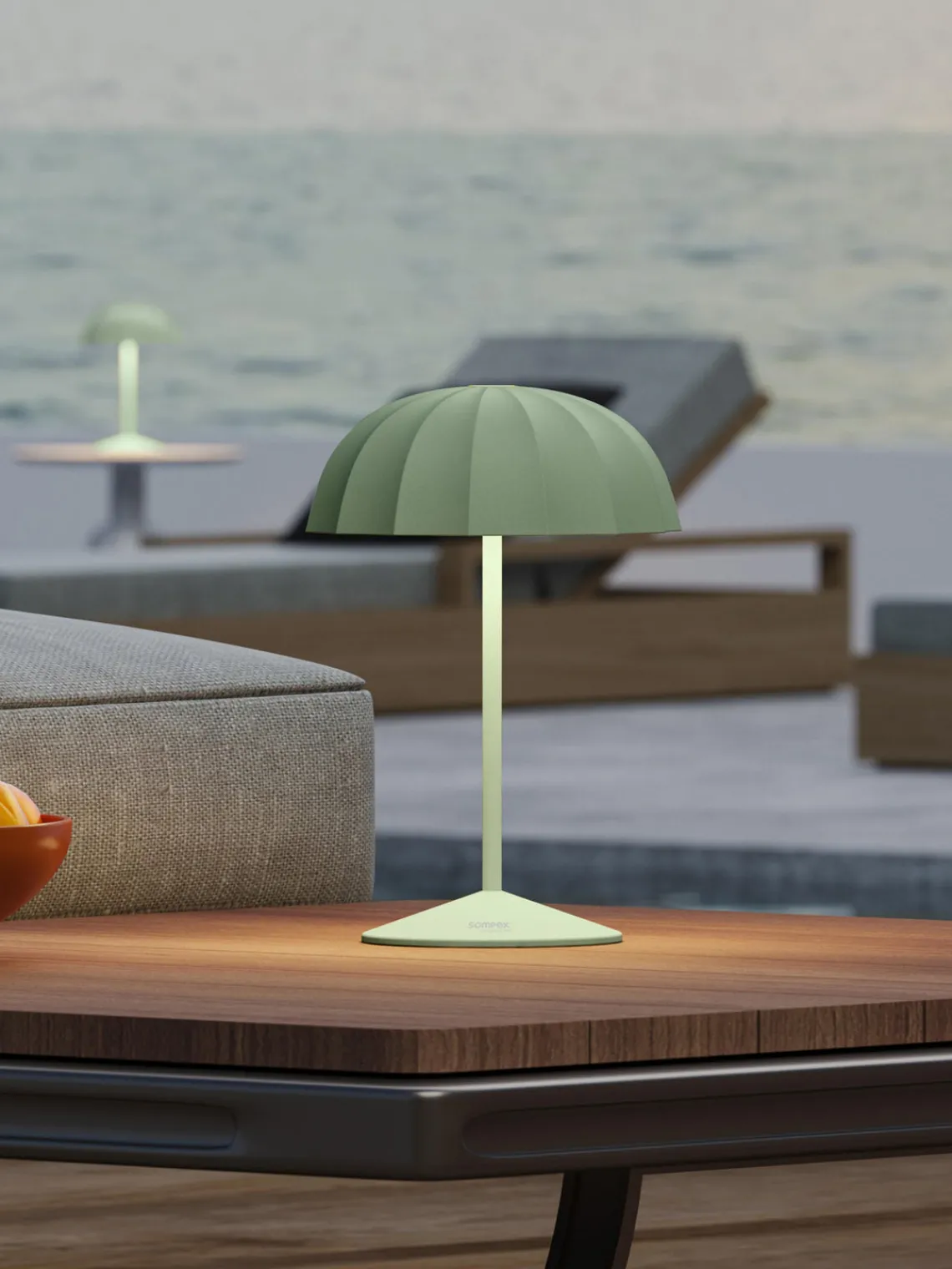 Online sompex Petite lampe d'extérieur LED mobile Ombrellino, intensité lumineuse variable Vert olive